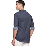 Men's Solid Slim Fit  Regular Shirt with Single Pocket Denim Blue