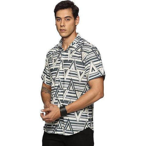 Men's Printed Shirt | Half sleeves Hawaiian Shirts For Men - Pyramid Yellow U.S. ELK