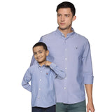 U.S. ELK Boys' and Men's Long Sleeve Button Down Dress Shirts-Blue