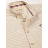 U.S. ELK Men's Button Down Slim Fit, Casual Long Sleeve Shirt - White-Beige U.S. ELK