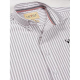 U.S. ELK Men's Button Down Slim Fit, Casual Long Sleeve Shirt - White-Grey U.S. ELK